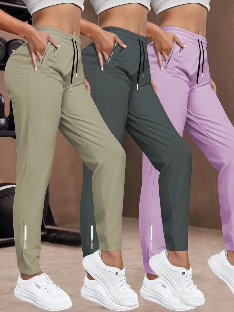 Women'S Casual Elastic Waist Drawstring Sports Pants, Suitable For Running, Yoga, Workout, Autumn/Spring Tights