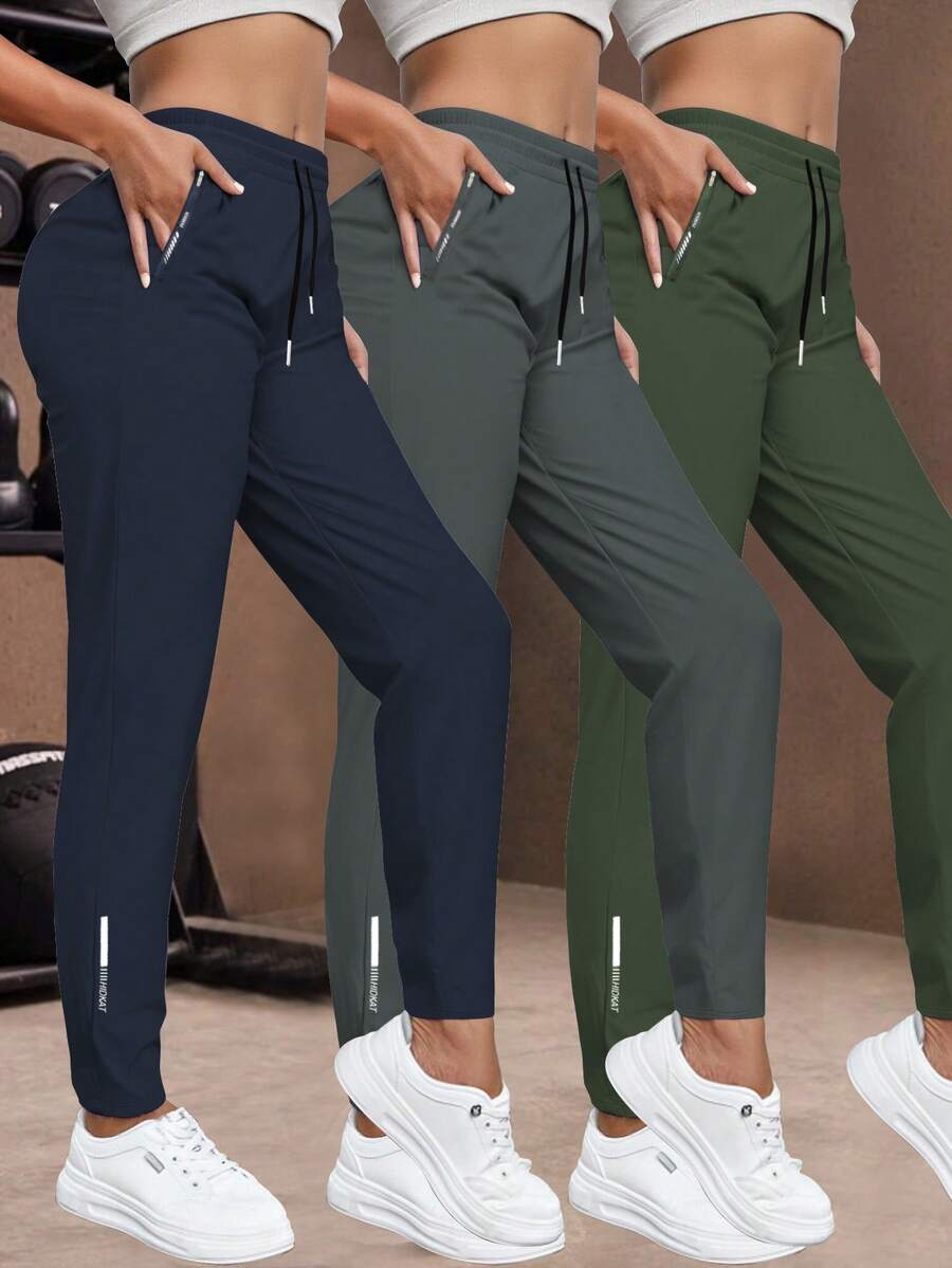 Women'S Casual Elastic Waist Drawstring Sports Pants, Suitable For Running, Yoga, Workout, Autumn/Spring Tights