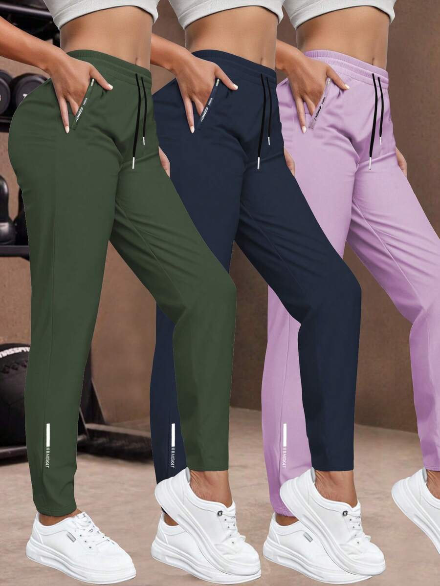 Women'S Casual Elastic Waist Drawstring Sports Pants, Suitable For Running, Yoga, Workout, Autumn/Spring Tights