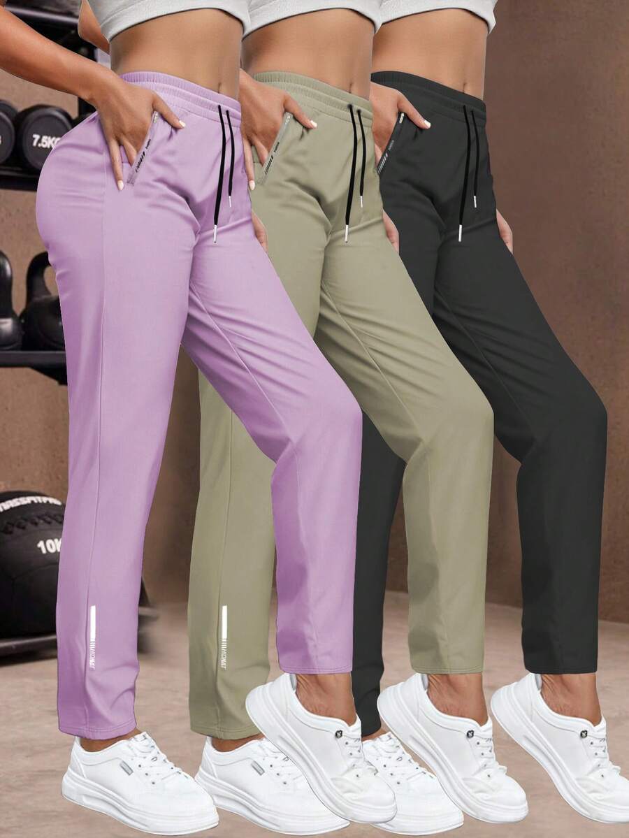 Women'S Casual Elastic Waist Drawstring Sports Pants, Suitable For Running, Yoga, Workout, Autumn/Spring Tights