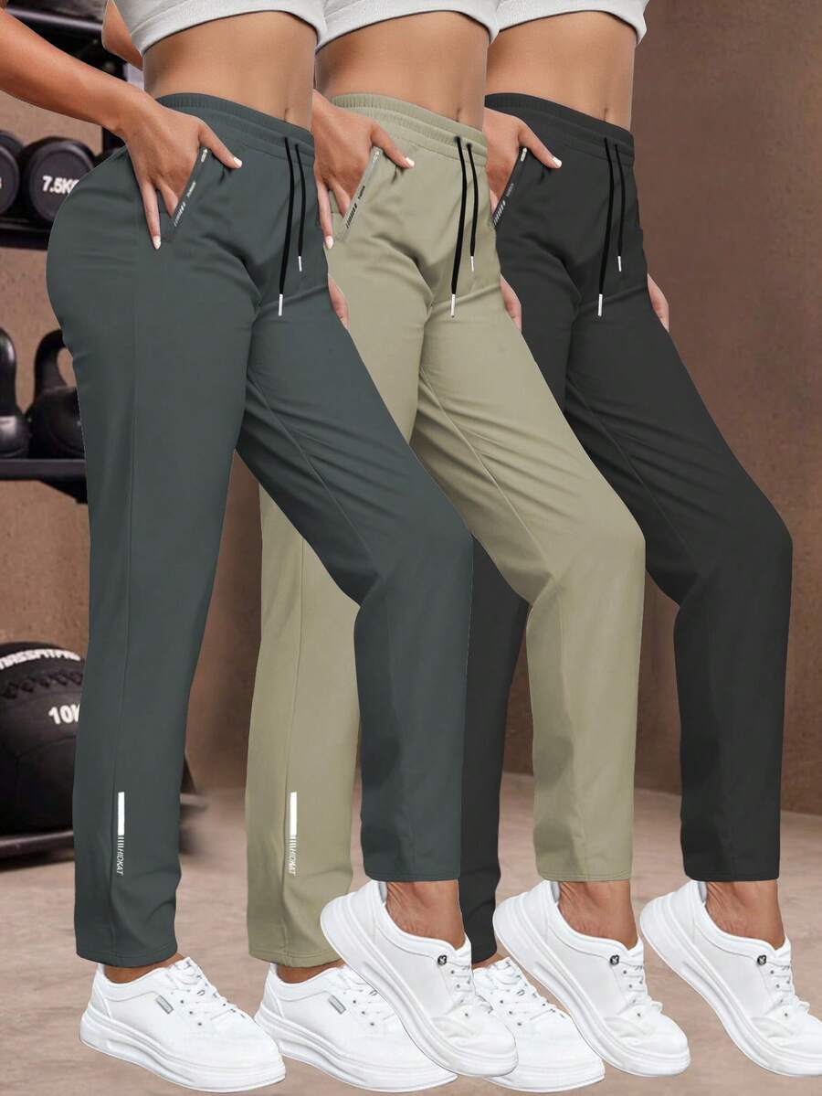 Women'S Casual Elastic Waist Drawstring Sports Pants, Suitable For Running, Yoga, Workout, Autumn/Spring Tights