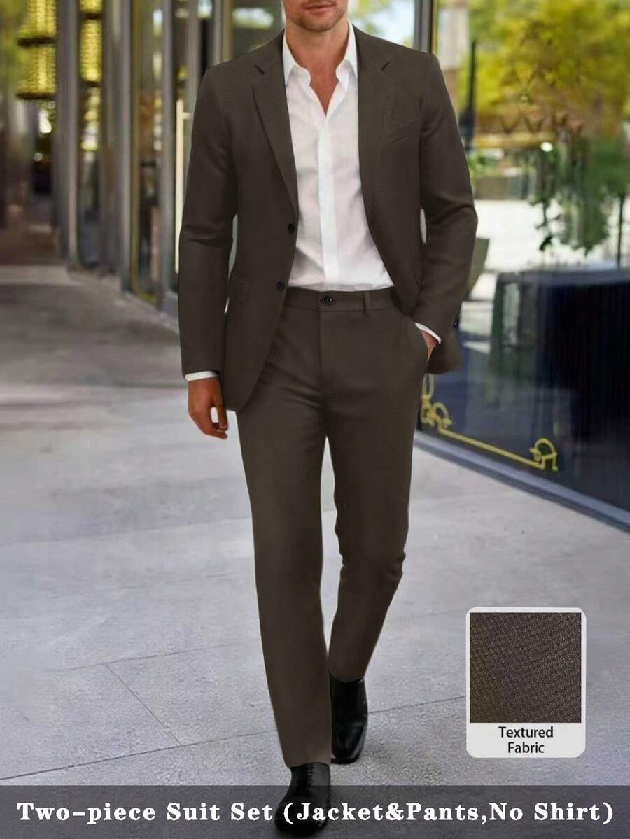 Manfinity Bizformal Men's Contrast Detail Suit Set With Jacket And Pants, Old Money Style
