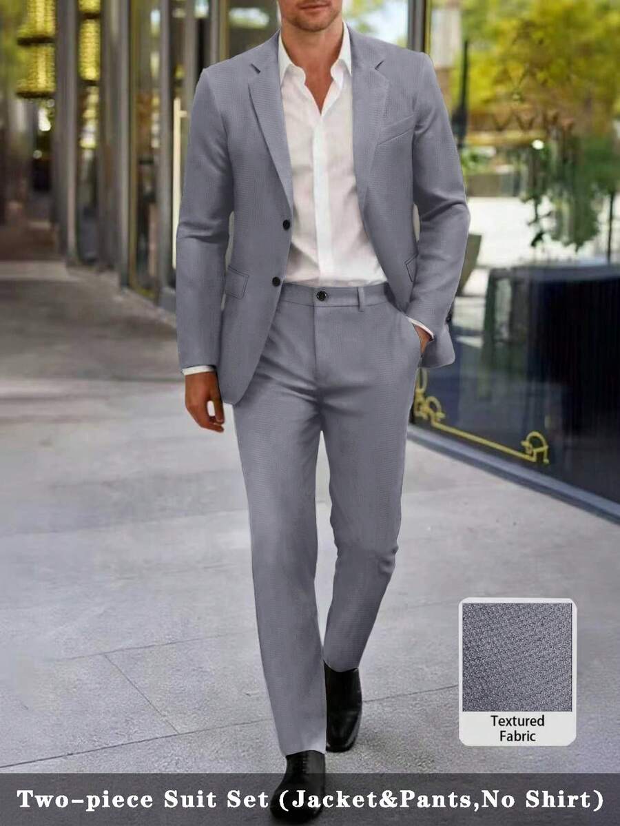 Manfinity Bizformal Men's Contrast Detail Suit Set With Jacket And Pants, Old Money Style